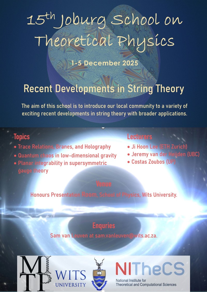 15th Joburg School on Theoretical Physics poster