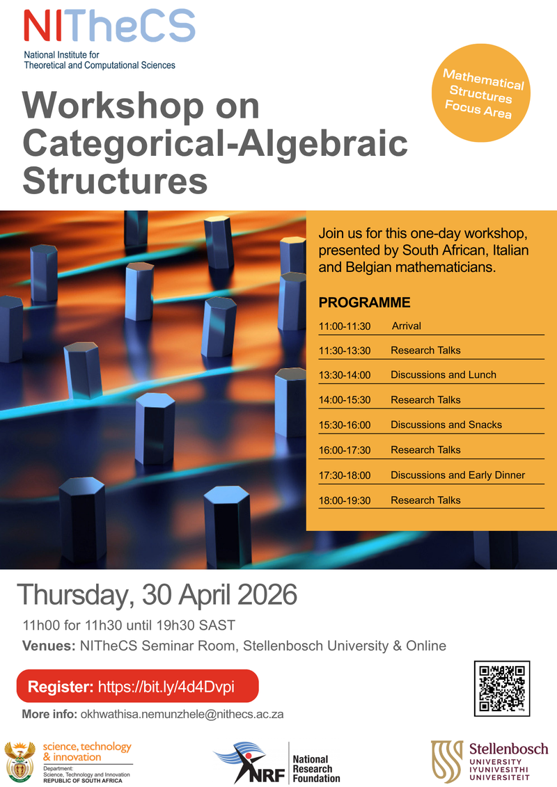 NITheCS Mathematical Structures Workshop on Categorical-Algebraic Structures poster