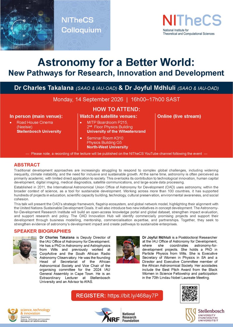 Astronomy for a Better World: New Pathways for Research, Innovation and Development poster
