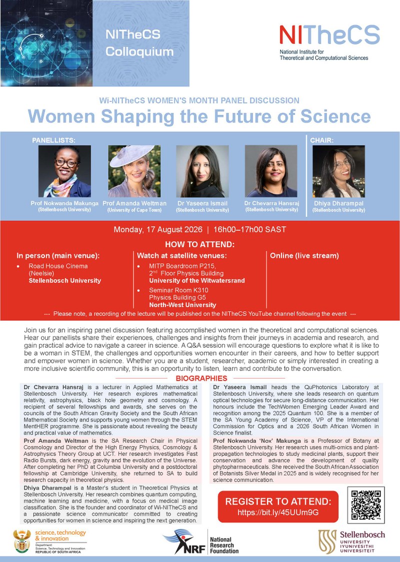 Wi-NITheCS Women's Month Panel Discussion: 'Women Shaping the Future of Science' poster